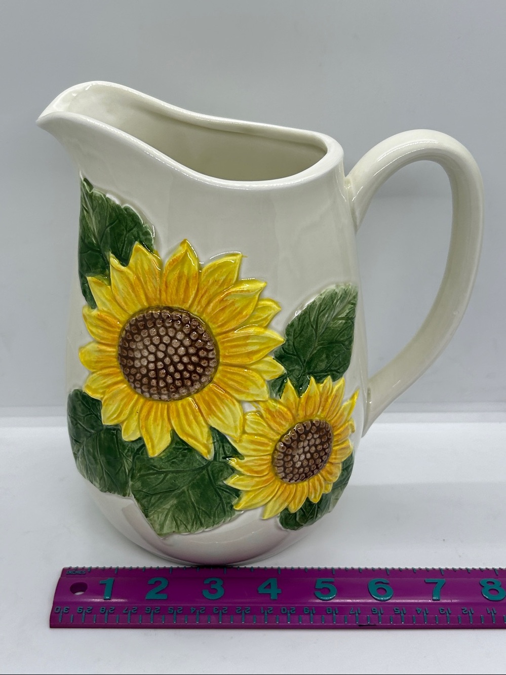 Vintage Otagiri Sunflower Pitcher Juice 8”inch. Creative Collection 2.5 Qrt. - Picture 6 of 8